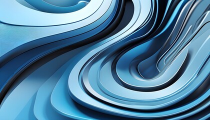 Wall Mural - Fluid Dynamics of Curvy Blue Abstract Surfaces in Modern 3D Geometry for Innovative Digital Design and Creative Ventures