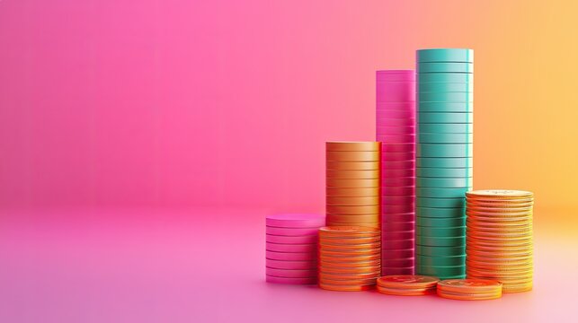 3D abstract graphic showing business cost components with ample text space