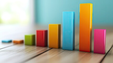 Poster - 3D bar graph illustrating a business cost breakdown, no people, copy space included.
