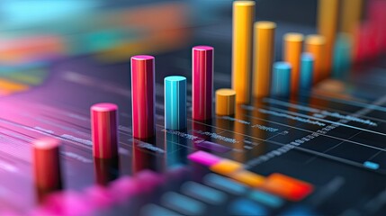 Poster - 3D abstract chart showing business cost distribution with no people and ample space for notes