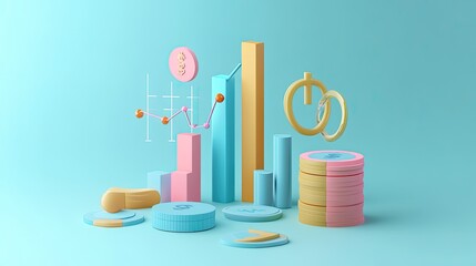 Poster - 3D financial breakdown graphic for businesses, with copy space included.