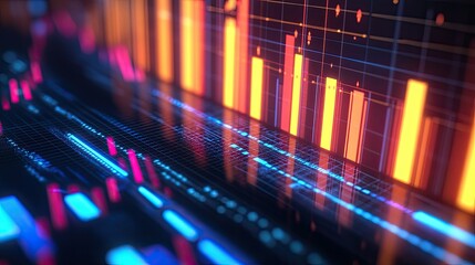 Poster - 3D financial chart illustrating business costs with ample copy space for text