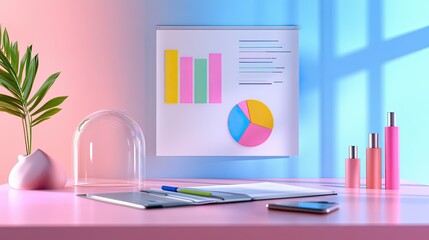 Poster - 3D graphical representation of business cost allocation with empty space for notes