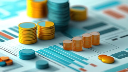 Poster - 3D graphical representation of allocation with different expense elements and text space