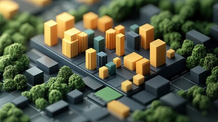 Poster - 3D graphical view of a business cost structure with room for additional text