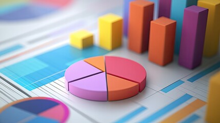 Poster - 3D rendered chart of business cost structure with empty areas for text