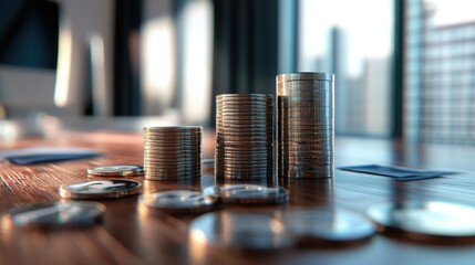 Poster - 3D rendered model of business cost components with clear areas for additional text