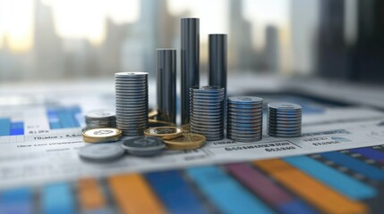 Poster - 3D representation of a business cost structure with highlighted expense categories