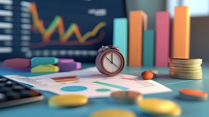 Poster - 3D representation of business expenses with ample text space and no people