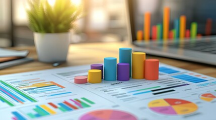 Poster - 3D visual of business cost components with labeled sections and empty text space