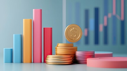 Poster - 3D visual of business cost components with labeled sections and empty copy space