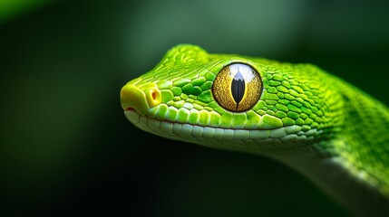  A tight shot of a green lizard eye against a dark backdrop, foregrounded by a green leaf