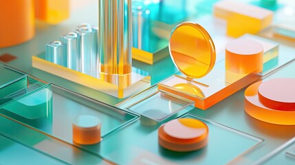 Poster - Abstract 3D view of business expenses with clear labeled segments and no people