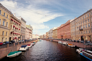 Canvas Print - Embankment of channel in Saint Petersburg, Russia