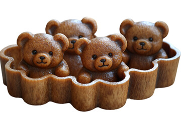 a group of small brown bears in a cookie mold. 