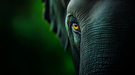 left eye illuminated by bright yellow light against a green background