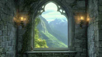 Poster - Castle Window View.