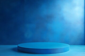 Wall Mural - 3d rendering blue wall with minimal podium scene background