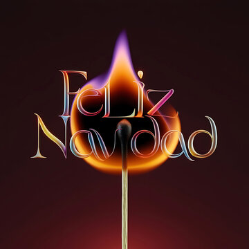 Feliz Navidad match stick Fire flame calligraphic Christmas tree Winter Design for greeting card posters stickers banner