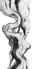 Canvas Print - black ink drawing of wood grain, flowing organic shapes, simple line art, dark and mysterious 