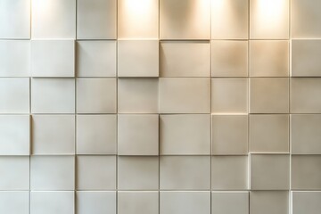 Leinwandbilder - An abstract wall composed of tiles with varying depths and textures, accentuated by strategic lighting, creating a visually engaging and artistic installation.