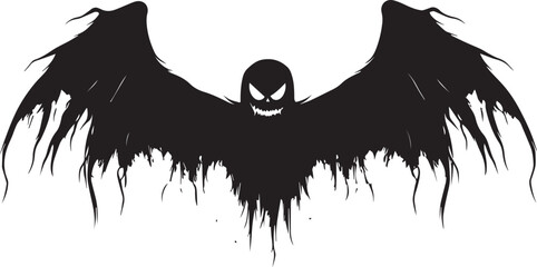 halloween flying evil spirit vector silhouette black
