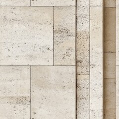 Poster - The image shows a flat beige stone wall with subtle texture and division, representing a minimalist and clean design used primarily for modern architectural facades.