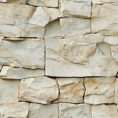 Aufkleber - The image shows a rugged beige stone wall with irregular shapes and cracks, embodying a natural, rustic charm often found in countryside or historical architecture.
