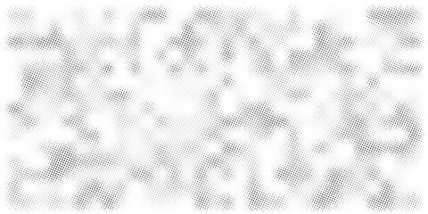 Poster - Grunge halftone background. Faded grit noise texture. White and black sand gradient.  Retro pixelated bg. Vector illustration