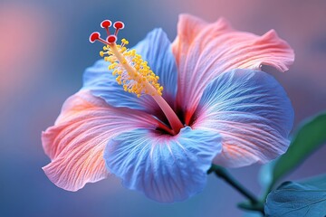 Poster - A Vibrant Hibiscus Flower with Blue and Pink Petals