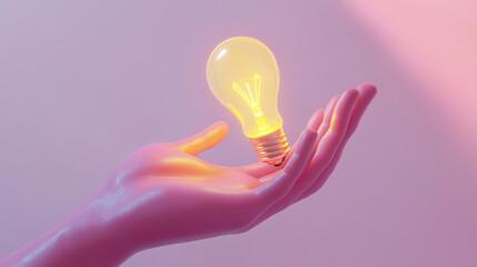 Poster - Hand Holding Lightbulb.