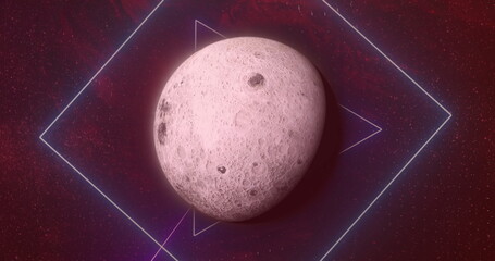 Poster - Image of colourful shapes over planet on sky with stars