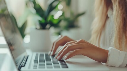 Canvas Print - Woman Typing on Laptop