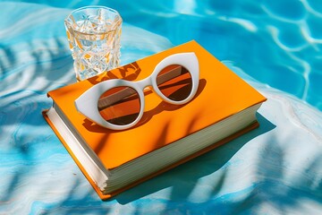 Creative summer scene with orange book