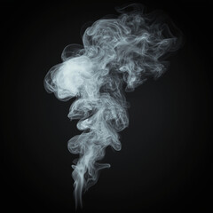 Wall Mural - Isolated White Smoke Cloud Rising from Dry Ice, Capturing the Mystical Essence of Airborne Vapors, Fog, and Light in a Clear Atmosphere. black background