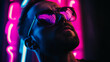 © ksu_ok - Stylish man wearing reflective sunglasses, illuminated by vibrant neon lights. Cool, futuristic vibe with reflections of neon signs in his glasses, creating a dynamic, nightlife atmosphere.