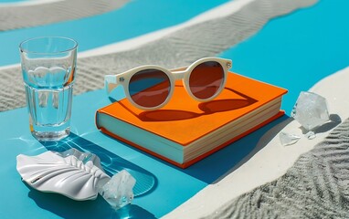 Creative summer scene with orange book