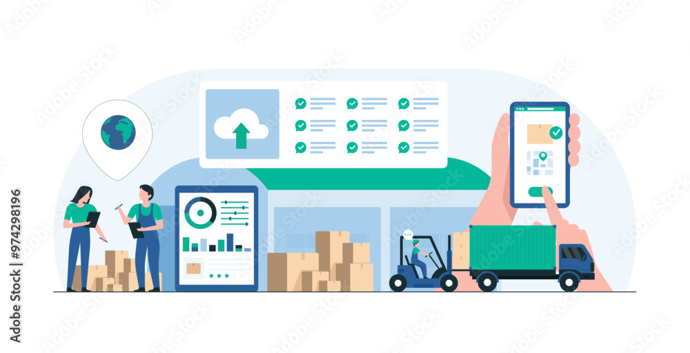 Modern Logistics Warehouse with Efficient Inventory Management. Supply ...