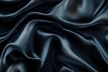 Wall Mural - Black gray satin dark fabric texture luxurious shiny that is abstract silk cloth panorama background with patterns soft waves blur beautiful , ai