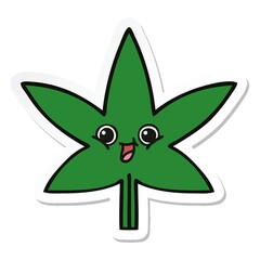 Wall Mural - sticker of a cute cartoon marijuana leaf