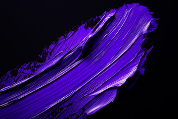 Wall Mural - bright purple brush stroke paint on black background