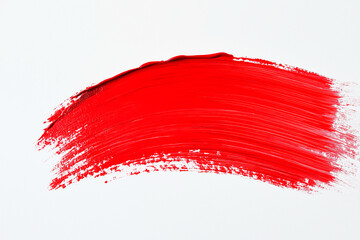 Wall Mural - bright red brush stroke of paint on white background