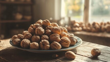 Wall Mural - Walnuts in a Plate