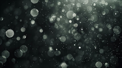 Poster - Abstract black and white bokeh background elegant noir droplets sparkle and shine on dark background beautiful copy space negative space