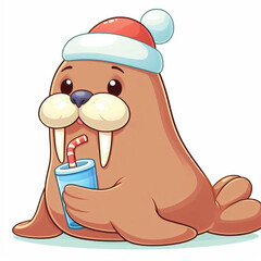 Poster - Cute Walrus Vector Cartoon illustration