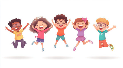 Wall Mural - Happy Jumping Kids.