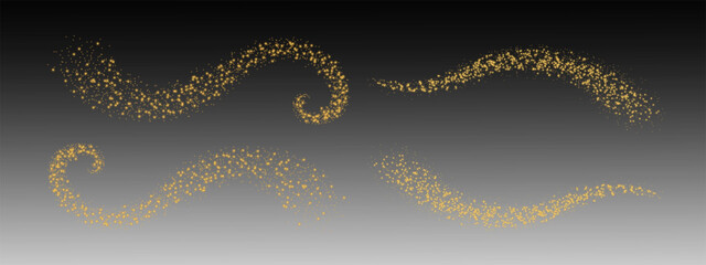 Poster - Glittering vector dust on a transparent background. Golden sparkling lights. Christmas Holiday glow particle. Magic star effect. Shine background. Festive party design. Vector illustration EPS 10