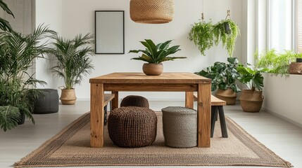 Canvas Print - Modern Dining Room with Plants and Natural Elements