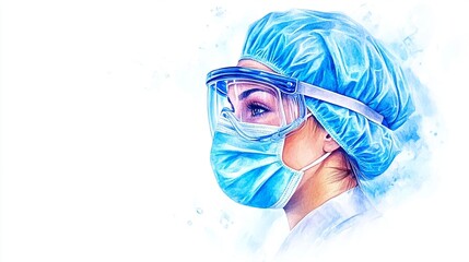 Portrait of a healthcare worker wearing protective gear, symbolizing dedication and professionalism in medical care.