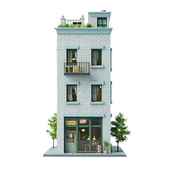 building in the form of a house on white background